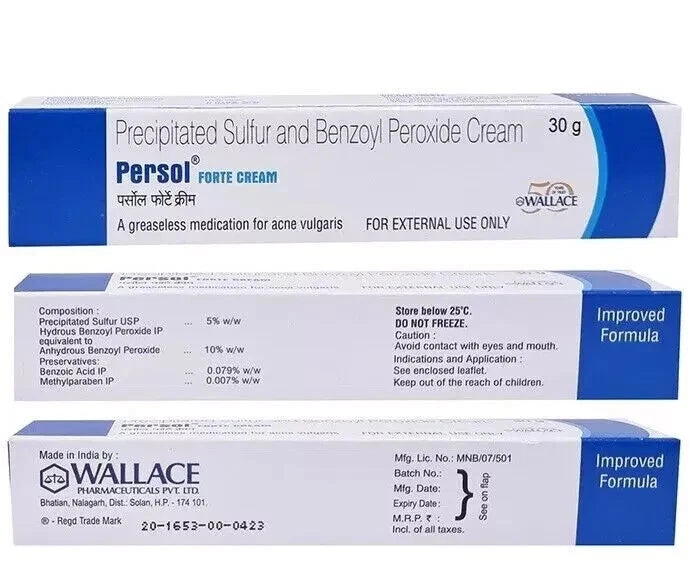 Persol Forte Cream Benzoyl Peroxide 10 Percent and Precipitated Sulphur 5% 30g